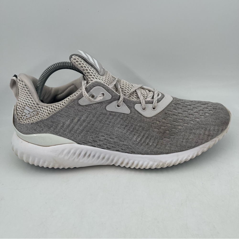 Adidas Men’s Alphabounce 1 Grey White Knit Running Shoes - Size 9